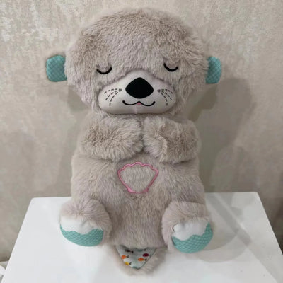 Baby Plush Doll Breathing Bear Newborn Soothing Sleep Playmate Otter Toy Kids Music Sleeping Companion Sound Light Doll Toy Gift