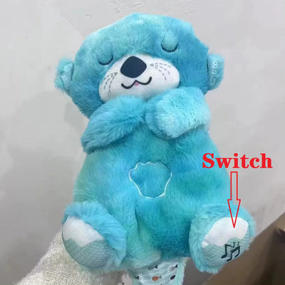 Baby Plush Doll Breathing Bear Newborn Soothing Sleep Playmate Otter Toy Kids Music Sleeping Companion Sound Light Doll Toy Gift